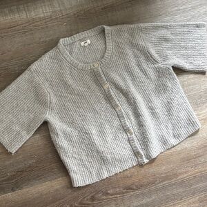 Aerie Light Gray Ribbed Knit Sweater